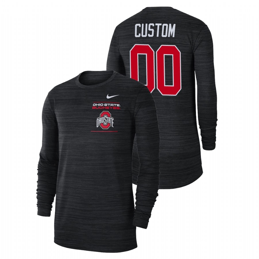 Ohio State Buckeyes Men's NCAA Custom #00 Black 2021 Sideline Velocity Long Sleeve College Football T-Shirt NGW6049HA
